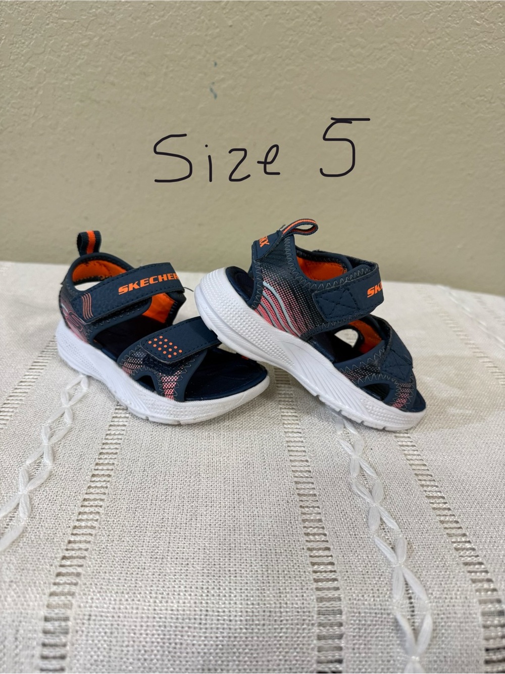 Skechers Navy and Orange Kids Athletic Sandals